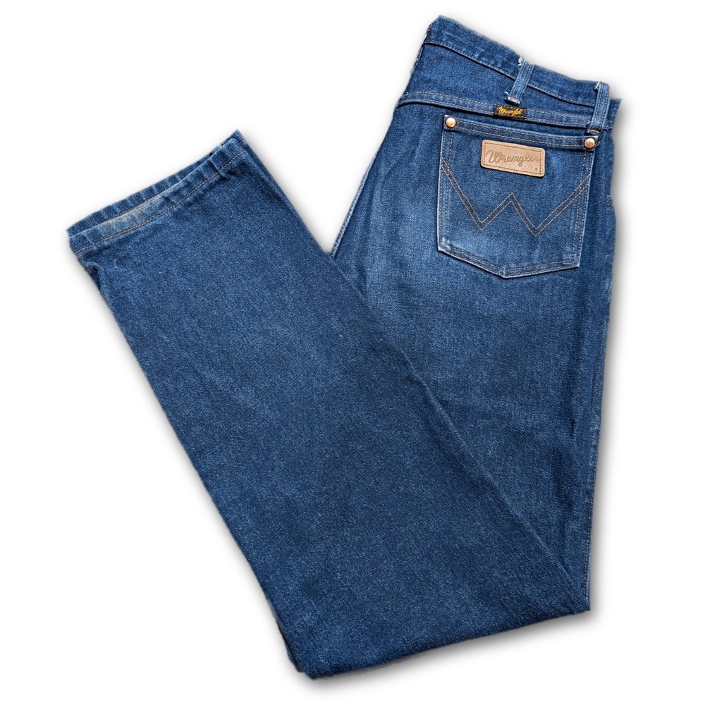 Wrangler Cowboy Cut Mens Jeans 13MWZ Blue 34x32 Raw Denim Western Regular Dark